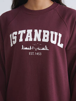 ?stanbul Bask?l? Oversize Kad?n Sweatshirt Tunik