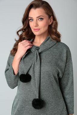 Платье теплое женское серого цвета с шарфом - Almond фото 3