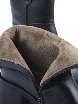 01-M43-5 BLACK Ботинки демисезонные женские (натуральная кожа, байка)