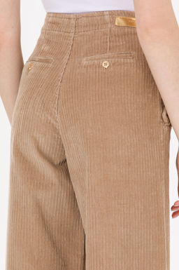 Kad_n Camel Flare Cropped Pantolon