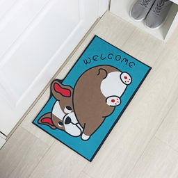 Коврик влаговпитывающий придверный «Доляна. Бульдог», без окантовки, 38×57 см, синий