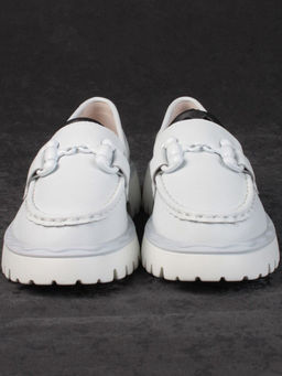 03-HY6-2D WHITE Лоферы женские (натуральная кожа)