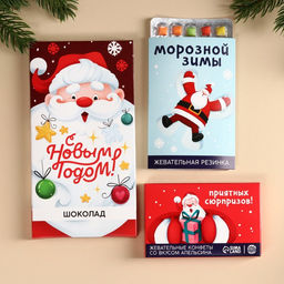 Большой гифтбокс Хо-хо-хорошего Нового года: жевательная конфета 50 г., молочный шоколад 70 г., кружка 300 мл., печенье с предсказанием 1 шт., жевательная резинка 11,5 г. - Фабрика счастья фото 4