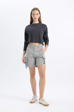 Моющаяся футболка свободного кроя с длинными рукавами и эффектом потертостей - Defacto фото 2