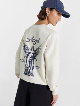 Свитшот женский белый с принтом Angel св.молочный +печать 122969