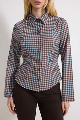 Sar?-Cok Renkli Belden Buzgulu Fitted Kollar? Genis Gomlek TWOAW26GO00013