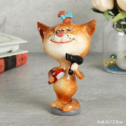 Цена за 2 шт. Фигурка Кот парикмахер 13,5 см / YX11065 /уп 2/48/