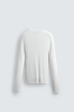 CAMISETA MANGA LARGA ESTRUCTURA VISCOSA / Blanco - Zara фото 7