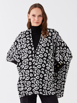 ?al Yaka Desenli Oversize Kad?n Triko Pan?o