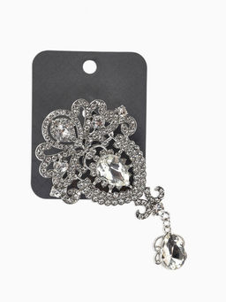 Брошь «Императрица», вензеля, цвет белый в серебре