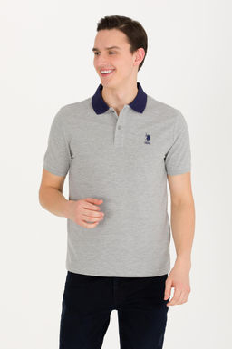 U. S. Polo Assn Мужская серая меланжевая футболка с воротником-поло