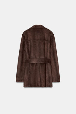 FAUX SUEDE JACKET WITH BELT - Zara фото 19