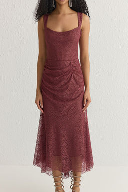 Gul Kurusu Vucudu Saran Buzgulu Astarl? Dantel Orme S?k Abiye Gece Mezuniyet Elbisesi TPRSS25EL00048 - Trendyolmilla фото 3