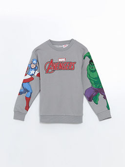 Bisiklet Yaka Hulk Bask?l? Erkek ?ocuk Sweatshirt