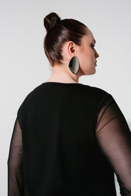 Сетка+ трикотажная вискоза лонгслив джемпер блуза