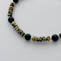 Браслет из перепелиной Яшмы и черного Турмалина - Радуга самоцветов фото 3