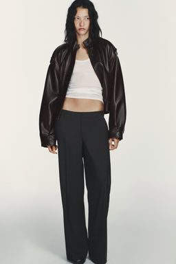 LOW-RISE PINSTRIPE TROUSERS