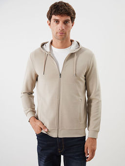 Kap??onlu Uzun Kollu Erkek Fermuarl? Sweatshirt