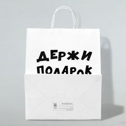 Пакет подарочный с приколами, крафт Держи подарок, белый, 24 х 10,5 х 32 см - UPAK LAND фото 4