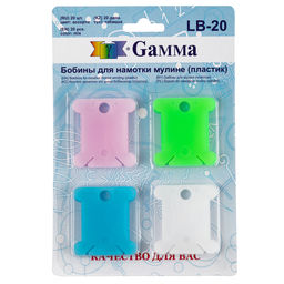 Gamma LB-20 Бобины для мулине пластик 4 см 20 шт в блистере ассорти  фото 3