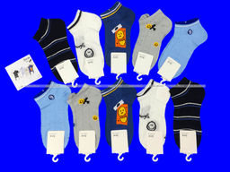 Цена за 10 пар. Зувей носки детские укороченные на мальчиков из чесаного хлопка арт. 0965-1 "Смайлики"