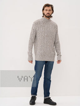 Свитер мужской 5232-12341. 07 молоко/коричневый