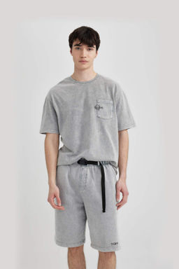 Boxy Fit Bisiklet Yaka Bask?l? K?sa Kollu Tisort - Defacto фото 7