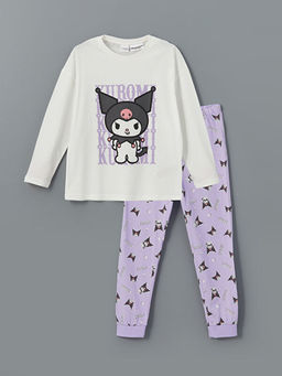 Bisiklet Yaka Kuromi Bask?l? K?z ?ocuk Pijama Tak?m?