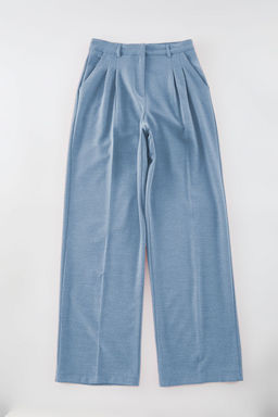 Limited Edition Ac?k Mavi Straight/Duz Kesim Dokuma Kumas Pantolon TWOAW23PL00401