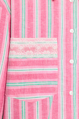 CAMISA CORTA RAYAS ENCAJE / Rosas - Zara фото 7