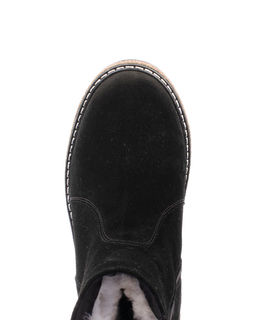 Ботинки женские на войлочной подошве, черные,замша, молния.