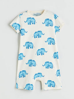 Bisiklet Yaka Bask?l? Erkek Bebek Penye Tulum