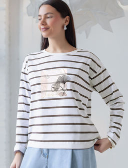 Лонгслив в полоску из премиального хлопка с эластаном