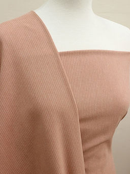 Пестрядь Мелкая полоска на т.розово-персиковом, ш.1.4м, хл-95%, п/э-5%, 165гр/м.кв - Купава фото 2