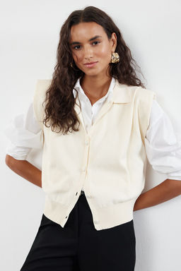 Ekru Regular Polo Yaka Yelek TWOAW25YE00011 - Trendyolmilla фото 5