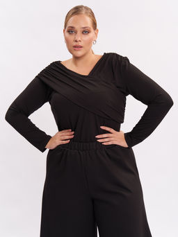 Лонгслив с драпировкой LN00503BLK01 - Артесса фото 3