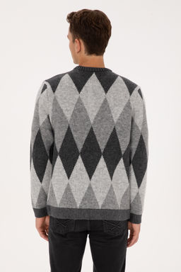 Erkek Comfort Fit Bisiklet Yaka Baklava Desenli Antrasit Kazak - U.s. polo assn фото 12