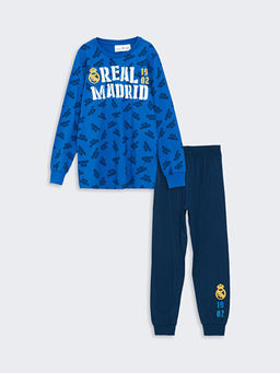 Bisiklet Yaka Real Madrid Bask?l? Erkek ?ocuk Pijama Tak?m?
