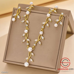 Женский комплект из колье и серёжек с жемчугом - Bruno фото 2
