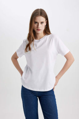 Regular Fit Bisiklet Yaka Penye Basic K?sa Kollu Tisort - Defacto фото 2