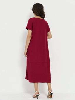 из 100% льна премиального качества. Платье Венеция бордовое - Vals фото 3