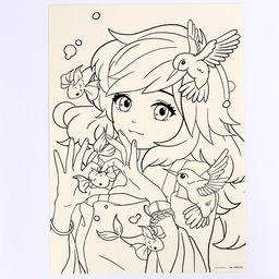 Набор для скетчинга Девочка и птица, на акварельной бумаге - Школа талантов фото 3