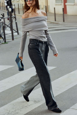 Z1975 WIDE-LEG HIGH-WAIST COMBINED JEANS - Zara фото 5