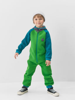 Комбинезон с карманами Колор блок "Зеленая мята" утепленный