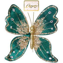 Украшение новогоднее "Искристая бабочка" 19*19 см, Изумруд