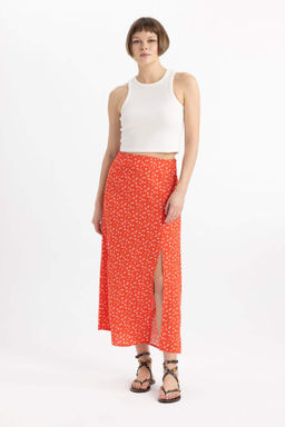 A Kesim Cicekli Normal Bel Y?rtmacl? Midi Etek - Defacto фото 2