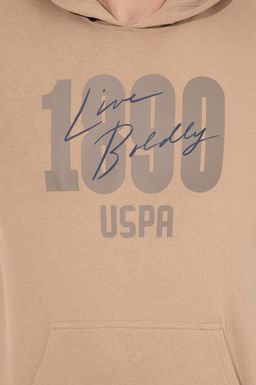 U. S. Polo Assn Мужская толстовка с капюшоном светло-коричневого цвета - U.s. polo assn фото 6