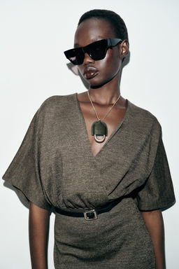 VESTIDO MIDI PIQU? CINTUR?N / Verde oscuro - Zara фото 4