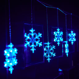 ULD-E1503-072/DTA BLUE IP20 SNOWFLAKES-3 Занавес фигурный светодиодный, 1,5х0,3м. 72 светодиода. Синий свет. Провод прозрачный. TM Uniel