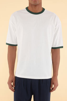 TRENDYOL MAN Unisex Saks Oversize/Genis Kesim Kollar? Seritli %100 Pamuklu T-Shirt TMNSS25TS00099 - Trendyolmilla фото 4